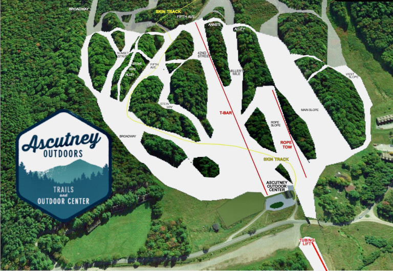 ascutney ski area trail map in vermont