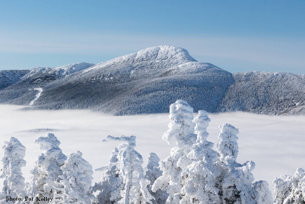 mount mansfield covered in snow in vermont