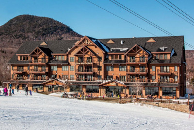 tram haus ski lodge at bottom of jay peak ski resort vermont