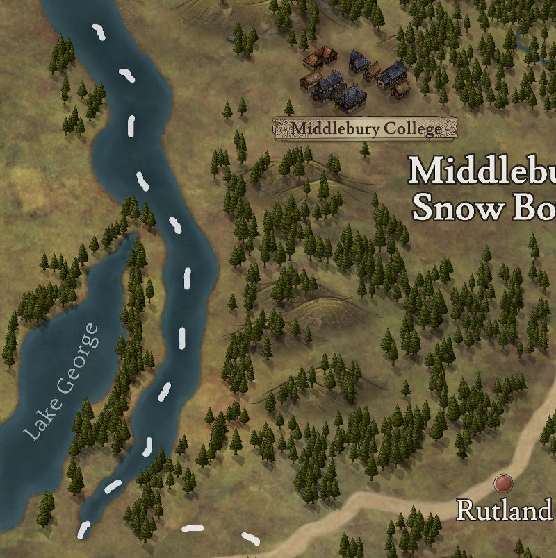 lake george and middlebury college map artwork